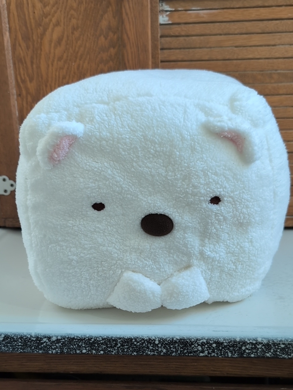 Large 12 Inch Sumikko Gurashi Shirokima White Plush Bear Cube Square Cushion